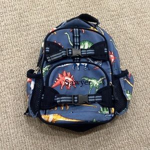 Pottery Barn Kids Navy Dinosaur Backpack with Red, Green, Yellow Accents